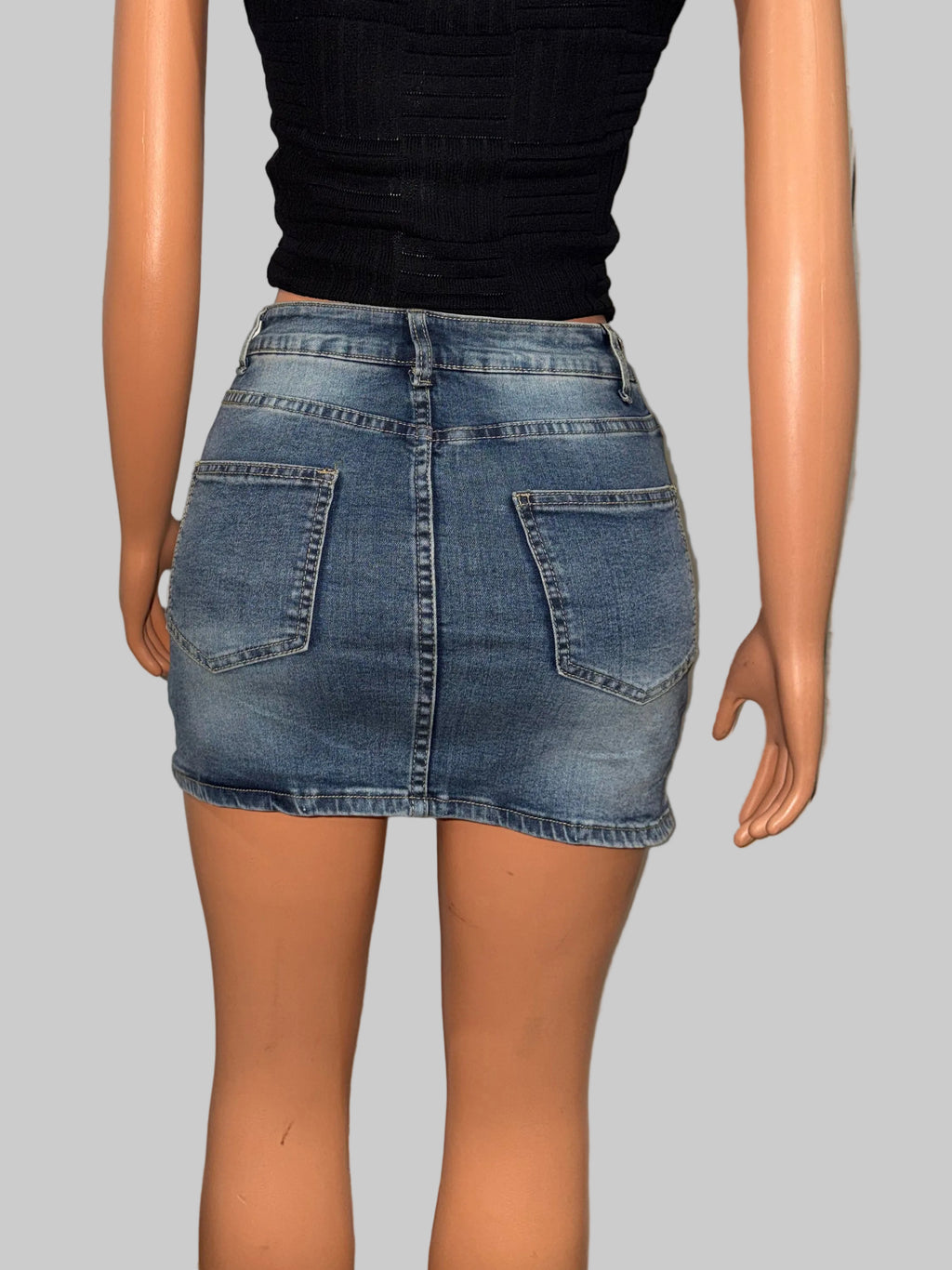 Skirt with Rhinestone Emblematic Bow
